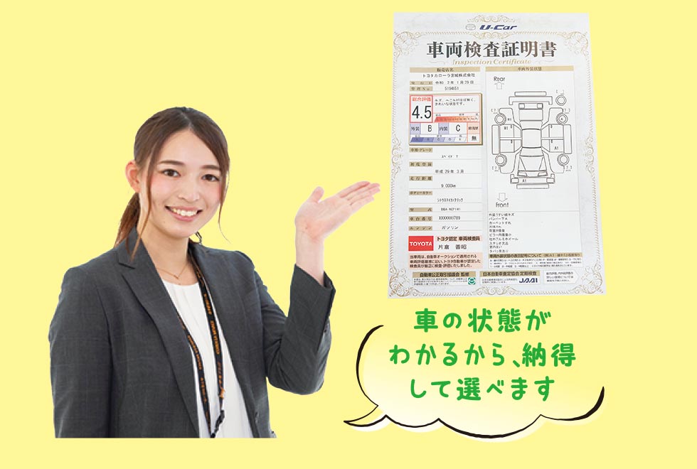 車の状態がわかるから、納得して選べます